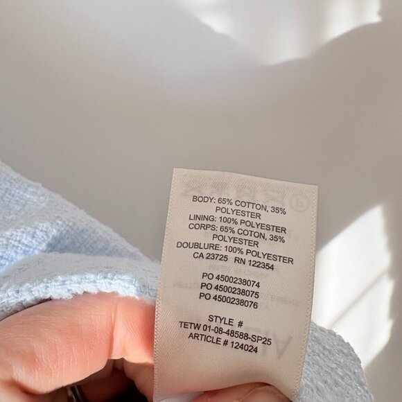 Aritzia Babaton Highrise Tweed Dress Micro Shift Dress Light Blue Size 0 - Picture 8 of 10